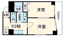 名古屋市営桜通線 高岳駅 徒歩12分の賃貸マンション 1階2Kの間取り