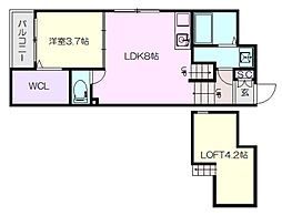 ノースヒル 1階1LDKの間取り