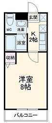 阪急京都本線 大宮駅 徒歩10分の賃貸アパート 1階1Kの間取り