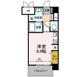 Ｃｈｕｌａ　Ｖｉｓｔａ　Ｃａｓａ　Ｄａｉｄｏ 4階ワンルームの間取り