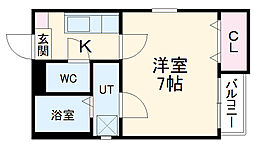 名鉄瀬戸線 尼ケ坂駅 徒歩7分の賃貸アパート 2階1Kの間取り