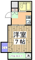 フラット6 3階1Kの間取り