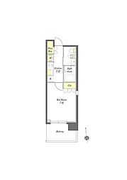 プライムメゾン早稲田通り 6階1Kの間取り