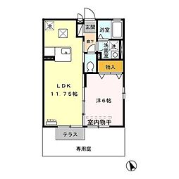 東武桐生線 阿左美駅 徒歩19分の賃貸アパート 1階1LDKの間取り