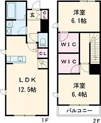 アウラ今川 1階2LDKの間取り