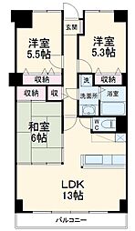上毛電気鉄道 中央前橋駅 徒歩25分の賃貸マンション 3階3LDKの間取り