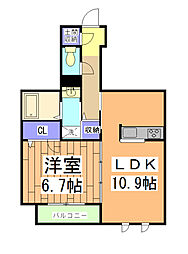シャーメゾン太秦桂ヶ原 1階1LDKの間取り