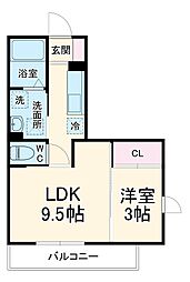 ファーストステージ小田急相模原 1階1LDKの間取り