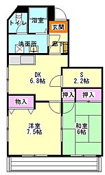 クリスタル童夢 3階2SDKの間取り