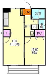 上毛電気鉄道 片貝駅 徒歩9分の賃貸アパート 1階1LDKの間取り