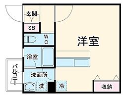 グレースろうじ 4階1Kの間取り