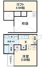 ＡＴＬＡＵＳ　道徳 2階1Kの間取り