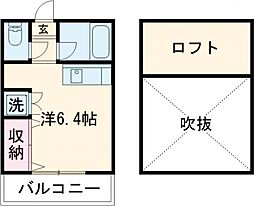 ミントハウス12 2階ワンルームの間取り