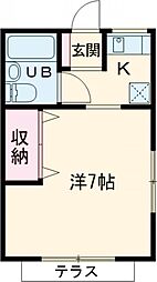 ミントハウス10 1階1Kの間取り