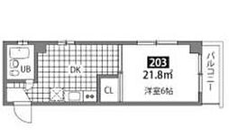カーサ・エム 2階1DKの間取り