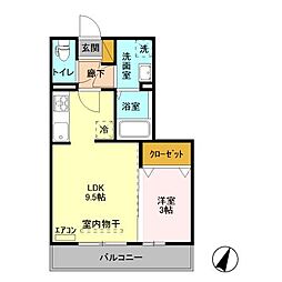 つくばエクスプレス みどりの駅 徒歩10分の賃貸アパート 3階1LDKの間取り
