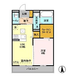 つくばエクスプレス みどりの駅 徒歩11分の賃貸アパート 1階1LDKの間取り