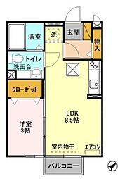 シャルマンIII　Ｅ 1階1LDKの間取り