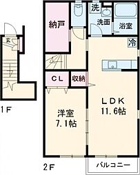 フォレストコートＣ棟 2階1SLDKの間取り