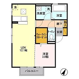 Ｍａｌｉｃａ　Ｃｏｕｒｔ（マリカコート）　I 1階1LDKの間取り