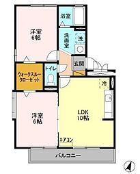 つくばエクスプレス つくば駅 バス20分 下横場入口バス停下車 徒歩6分の賃貸アパート 2階2LDKの間取り