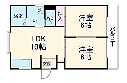 名古屋市営鶴舞線 川名駅 徒歩8分の賃貸マンション 1階2LDKの間取り