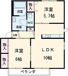 JR両毛線 駒形駅 3.6kmの賃貸アパート 1階2LDKの間取り