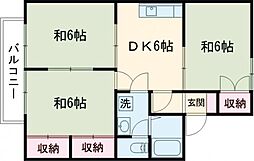 高成マンションC 3DKの間取図画像