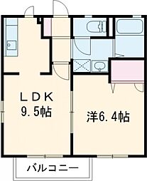 アマンジオＢ 2階1LDKの間取り