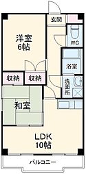 サンライズ入場 4階2LDKの間取り