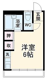 早川グリーンハイツ 2階ワンルームの間取り