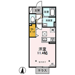 東武小泉線 西小泉駅 徒歩36分の賃貸アパート 1階ワンルームの間取り