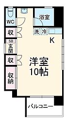 つくばエクスプレス 南流山駅 徒歩2分の賃貸マンション 6階ワンルームの間取り