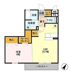 パークドプランタン　A 3階1LDKの間取り