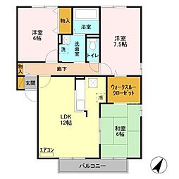 グランドソレイユ　Ｈ 1階3LDKの間取り