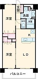 JR中央線 東小金井駅 徒歩12分の賃貸マンション 1階2LDKの間取り