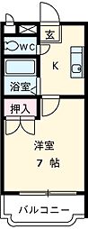 ピセスベルデ茂福 1階1Kの間取り