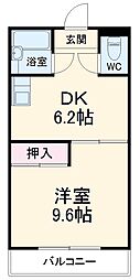 ベル寿 2階1DKの間取り