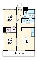 メゾン長縄 5階2LDKの間取り