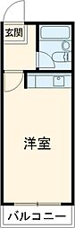岡本ビル 4階ワンルームの間取り