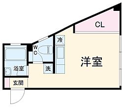 ルネスガーデン 1階1Kの間取り