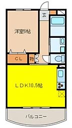 ミルフィーユふじみ野参番館 3階1LDKの間取り
