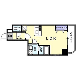 名古屋市営名城線 黒川駅 徒歩7分の賃貸マンション 3階ワンルームの間取り