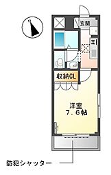 グランドコート弥生 1Kの間取図画像