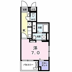 ライゼ京王八王子 1Kの間取図画像