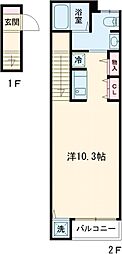 クラール・K2 ワンルームの間取図画像