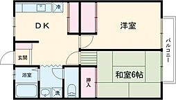 小田急小田原線 町田駅 徒歩8分の賃貸アパート 1階2DKの間取り