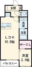 Ｐａｔｒｉａ高畑 1階1LDKの間取り