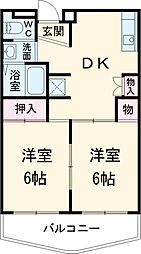 メゾン南平台 2階2DKの間取り