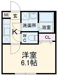 ＣＲＡＳＴＩＮＥ西馬橋1丁目 1階1Kの間取り